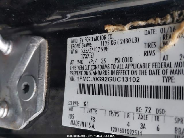 1FMCU0G92GUC13102 Ford ESCAPE SE