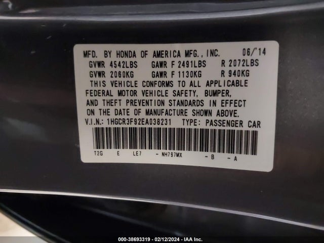 Honda Accord Touring 2014 1HGCR3F92EA038231 Image 9