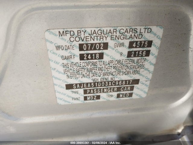 2003 JAGUAR X-TYPE SAJEA51D03XC96817 Photo 8