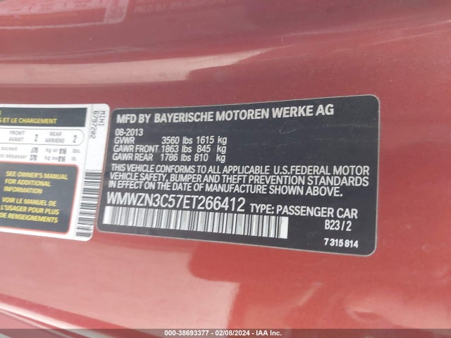 2014 MINI CONVERTIBLE WMWZN3C57ET266412 Photo 8