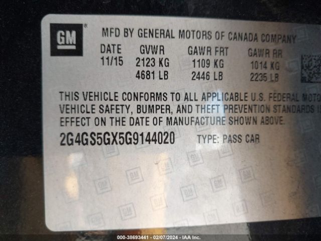 2G4GS5GX5G9144020 Buick Regal Turbo Premium Ii
