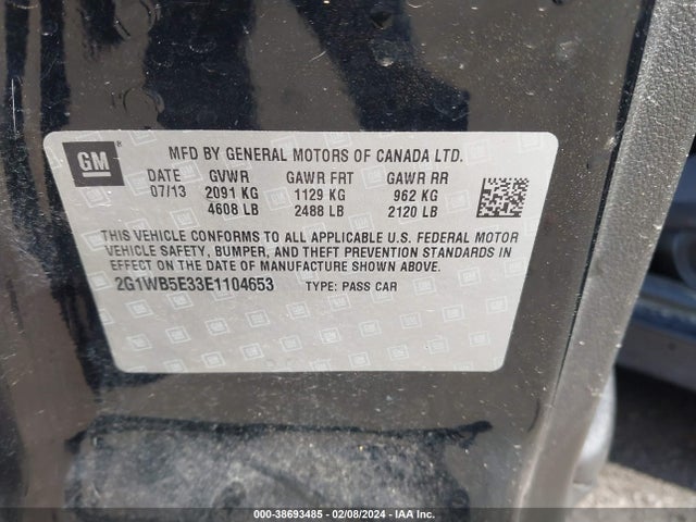 Chevrolet Impala Limited Lt 2014 2G1WB5E33E1104653 Image 9
