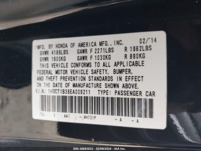 1HGCT1B36EA009211 Honda Accord Lx-s