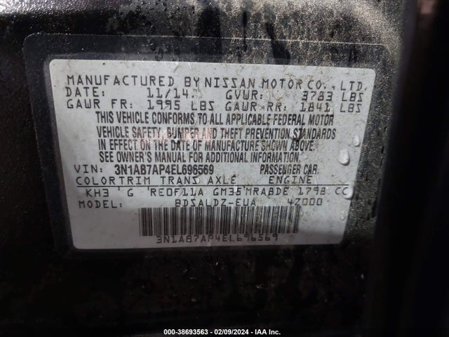 Nissan SENTRA SV 2014 3N1AB7AP4EL696569 Image 9