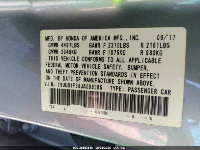 19UUB1F58JA008395 Acura Tlx Tech Pkg