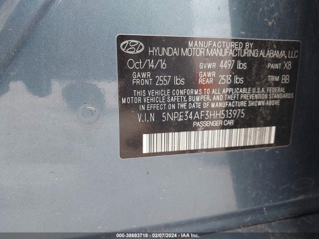 Hyundai Sonata Sport 2017 5NPE34AF3HH513975 Image 9
