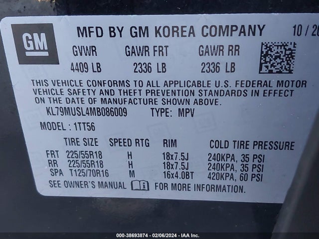 Chevrolet Trailblazer Awd Rs 2021 KL79MUSL4MB086009 Image 9