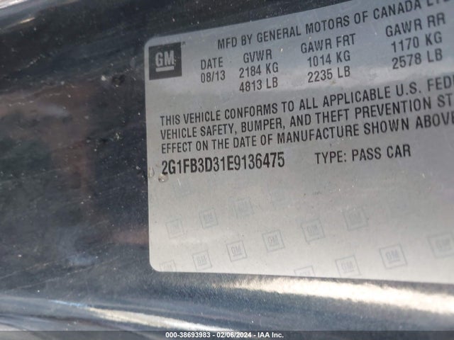 Chevrolet Camaro 1lt 2014 2G1FB3D31E9136475 Image 9