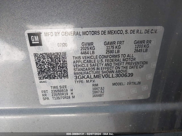 3GKALMEV0LL300639 GMC Terrain Fwd Sle