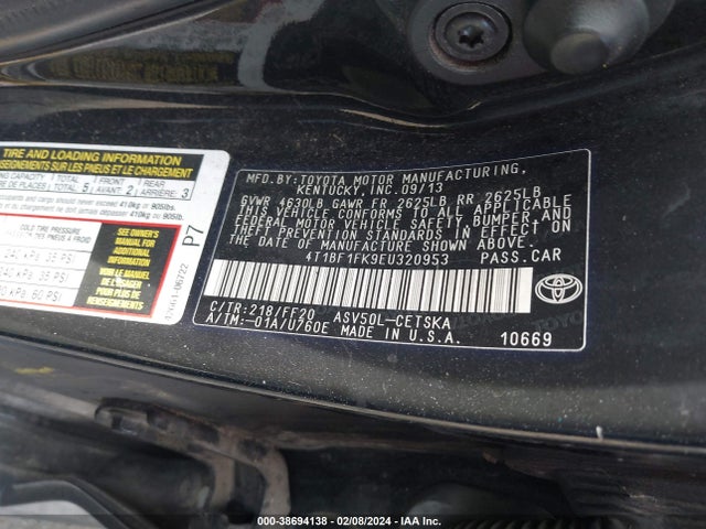Toyota CAMRY SE 2014 4T1BF1FK9EU320953 Image 9