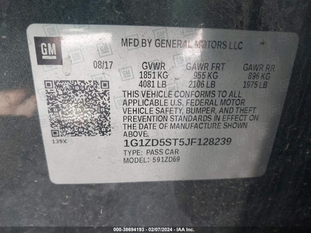 Chevrolet MALIBU LT 2018 1G1ZD5ST5JF128239 Image 9