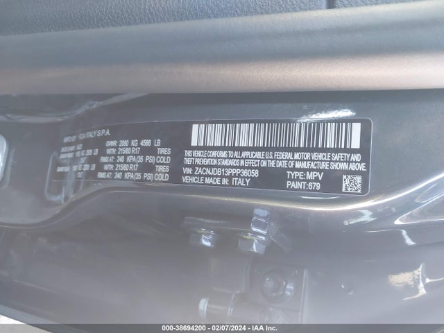 ZACNJDB13PPP36058 Jeep Renegade Latitude 4x4