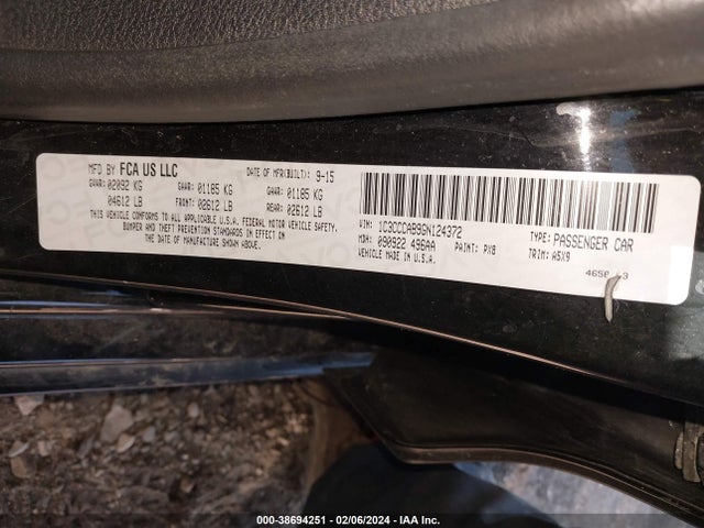 Chrysler 200 Limited 2016 1C3CCCAB9GN124372 Image 9