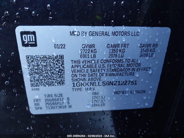 GMC Acadia Awd At4 2022 1GKKNLLS6NZ122751 Image 9