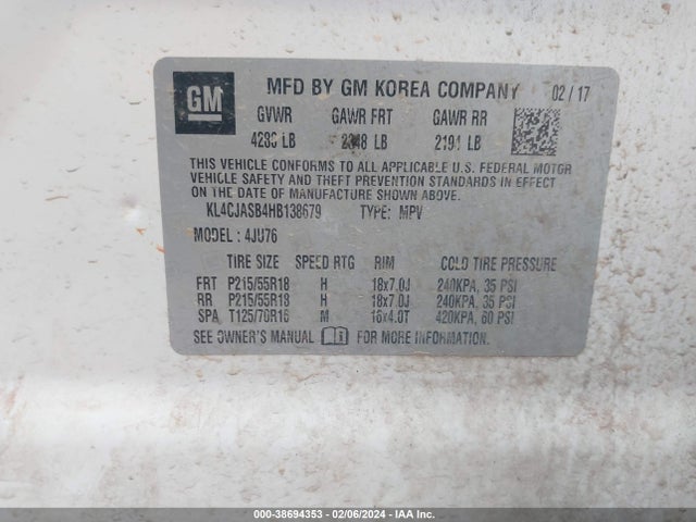 Buick Encore Preferred 2017 KL4CJASB4HB138679 Image 9