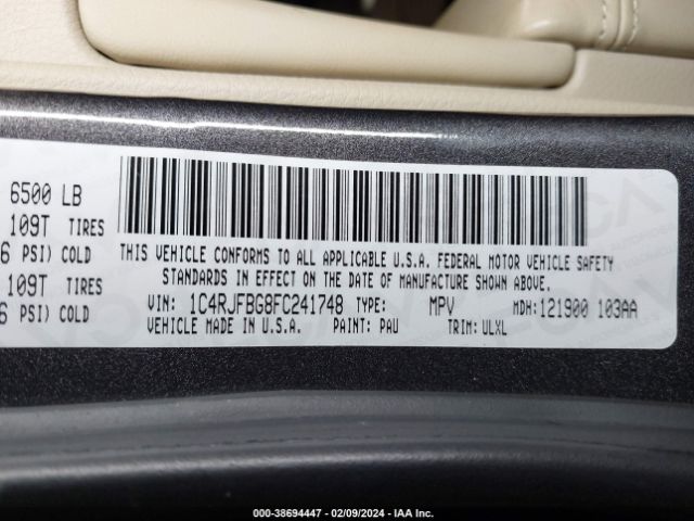 2015 JEEP GRAND CHEROKEE 1C4RJFBG8FC241748 Photo 8
