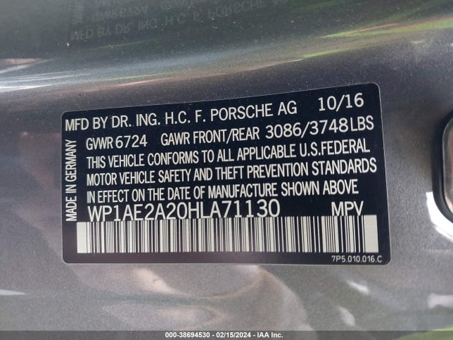 2017 PORSCHE CAYENNE E-HYBRID WP1AE2A20HLA71130 Photo 8