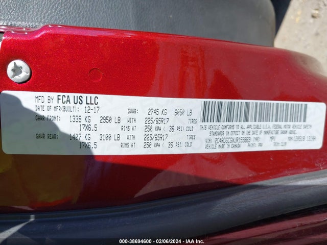 Dodge Grand Caravan Sxt 2018 2C4RDGCGXJR159869 Image 9