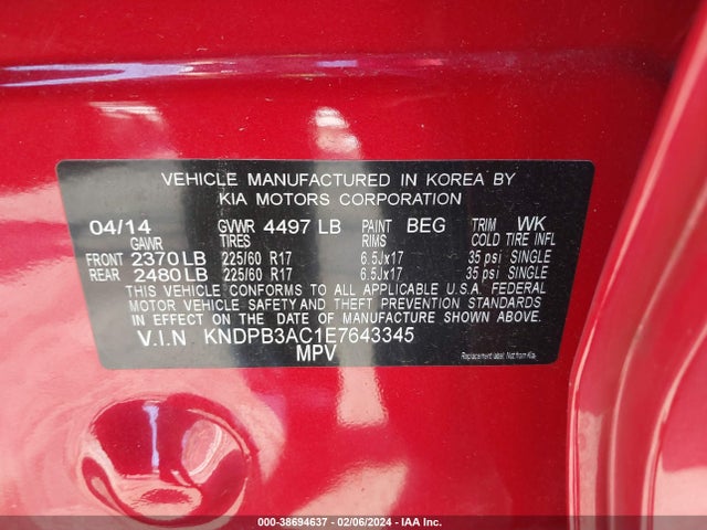 KIA Sportage Lx 2014 KNDPB3AC1E7643345 Image 9