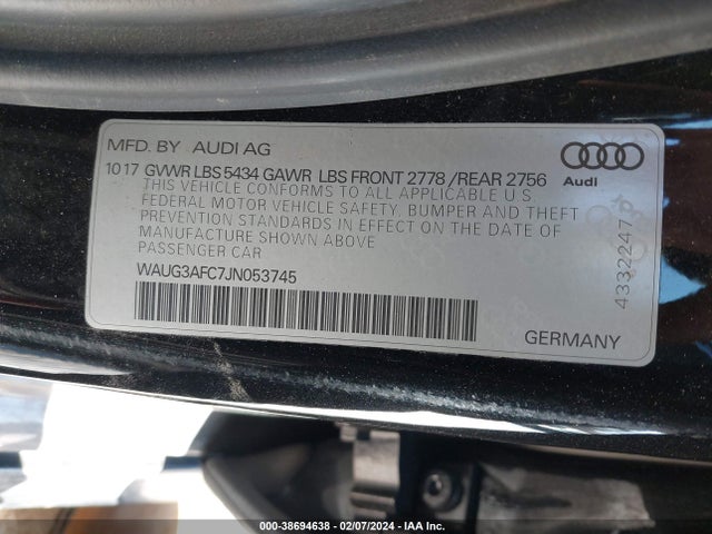 WAUG3AFC7JN053745 Audi A6 3.0t Premium