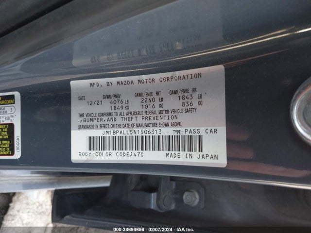 Mazda MAZDA3 2022 JM1BPALL5N1506313 Image 9