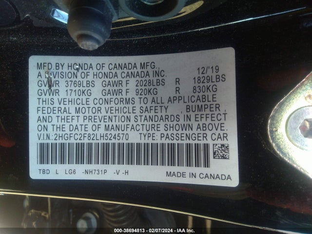 Honda Civic Sport 2020 2HGFC2F82LH524570 Image 9