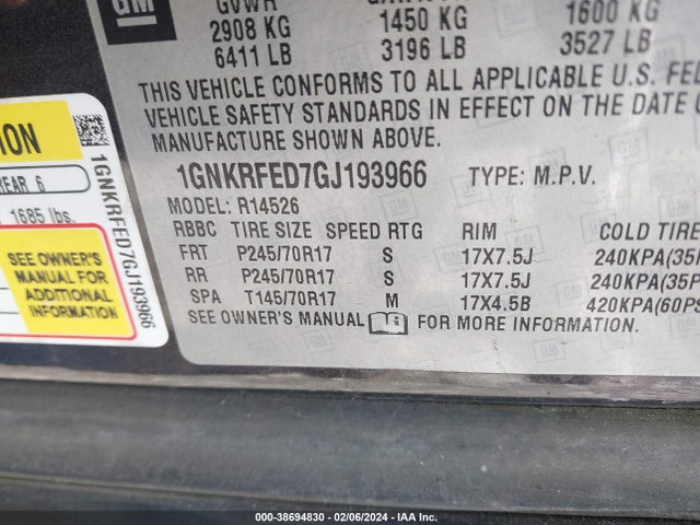 Chevrolet Traverse Ls 2016 1GNKRFED7GJ193966 Image 9