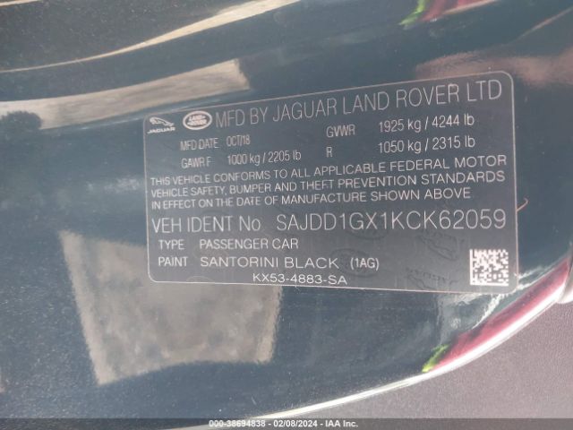 SAJDD1GX1KCK62059 Jaguar F-type P300
