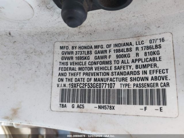 19XFC2F53GE077107 Honda Civic Lx