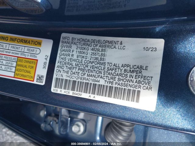 1HGCY2F83RA016944 Honda Accord Hybrid Touring