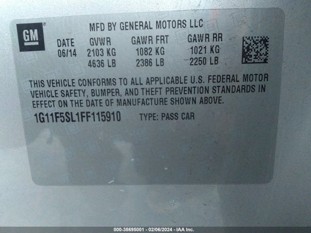 Chevrolet Malibu 1lz 2015 1G11F5SL1FF115910 Image 9