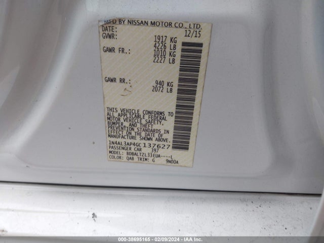 Nissan Altima 2.5 Sl 2016 1N4AL3AP4GC137627 Image 9