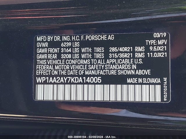 2019 PORSCHE CAYENNE WP1AA2AY7KDA14005 Photo 8