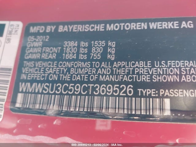 2012 MINI COOPER WMWSU3C59CT369526 Photo 8