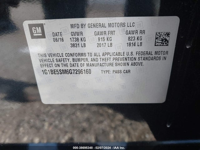 Chevrolet Cruze Lt Auto 2016 1G1BE5SM6G7296160 Image 9