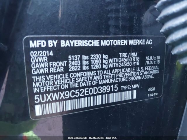 5UXWX9C52E0D38915 BMW X3 Xdrive28i