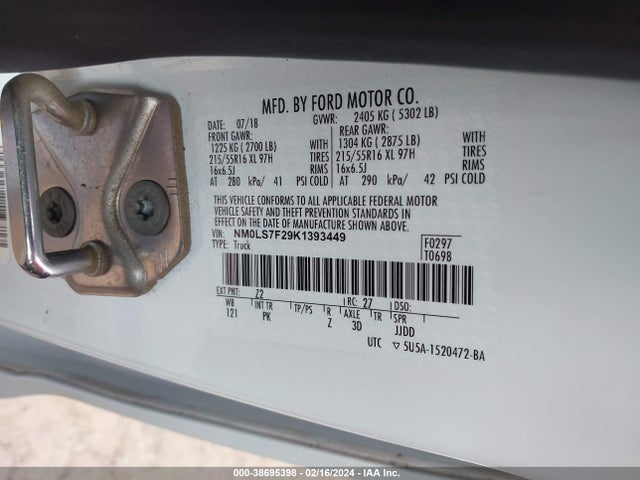 Ford Transit Connect Xlt 2019 NM0LS7F29K1393449 Image 9