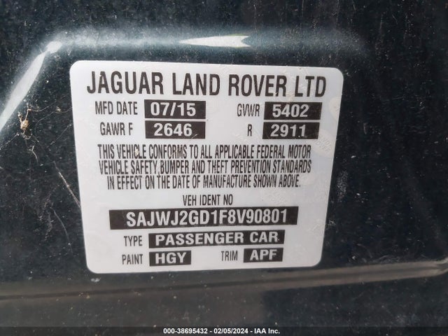 2015 JAGUAR XJ SAJWJ2GD1F8V90801 Photo 8