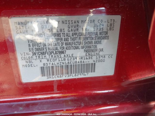 3N1CN8FV3PL829967 Nissan Versa 1.6 Sr Xtronic Cvt