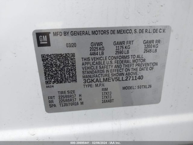 3GKALMEV5LL271140 GMC Terrain Fwd Sle