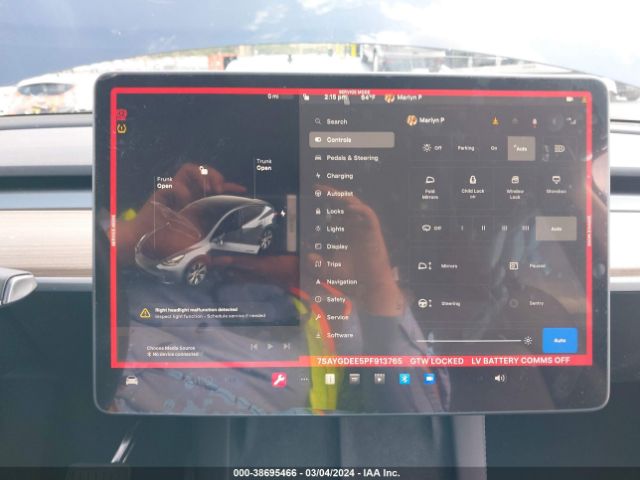 7SAYGDEE5PF913765 Tesla Model Y Awd/long Range Dual Motor All-wheel Drive