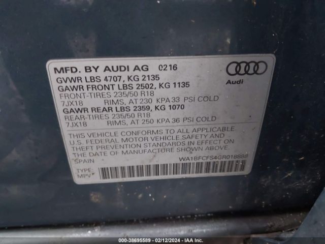 WA1BFCFS4GR018888 Audi Q3 2.0t Premium Plus