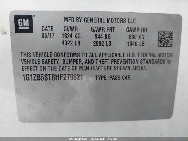 Chevrolet MALIBU LS 2017 1G1ZB5ST8HF279821 Image 9