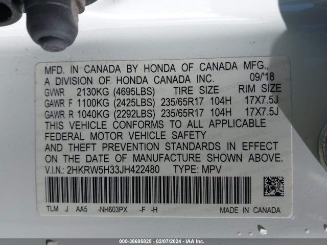 Honda CR-V LX 2018 2HKRW5H33JH422480 Image 9