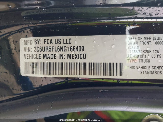 RAM 2500 Laramie  4x4 6'4 Box 2022 3C6UR5FL6NG166409 Image 9