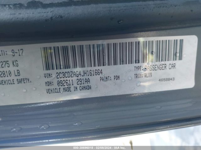 2C3CDZAG4JH161664 Dodge Challenger Sxt Plus