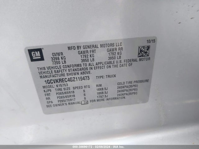 Chevrolet Silverado 1500 2lt 2016 1GCVKREC4GZ119473 Image 9