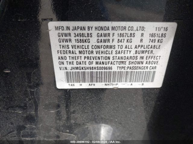 JHMGK5H98HS009696 Honda Fit Ex-l