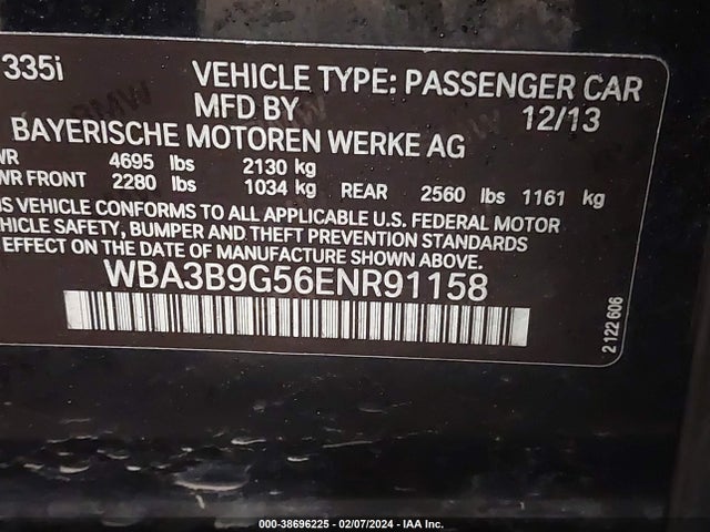 BMW 335i Xdrive 2014 WBA3B9G56ENR91158 Image 9