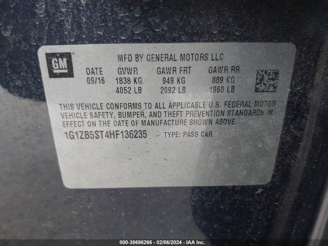 Chevrolet MALIBU LS 2017 1G1ZB5ST4HF136235 Image 9